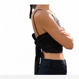 | Undercover Hippie | Linen/Cotton Black Tie Back Crop Top Small* NWT